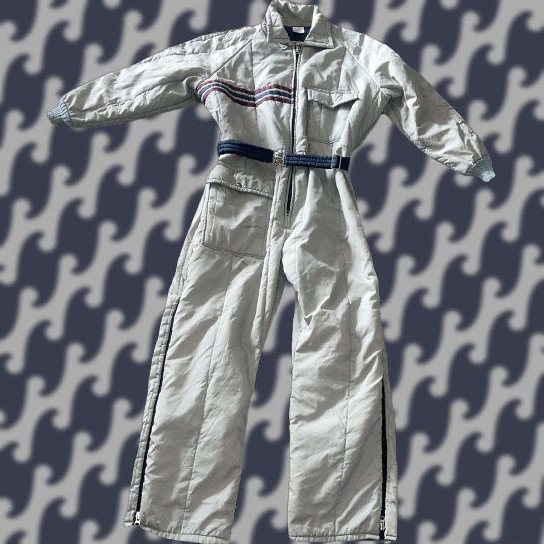 Walls VINTAGE Walls Blizzard Pruf Coveralls Men's XL Gray Striped Nylon Quilted Insulated Weathergear Zip Pockets Zip Legs USA Gru Size US 36 / EU 52 - 1 Thumbnail