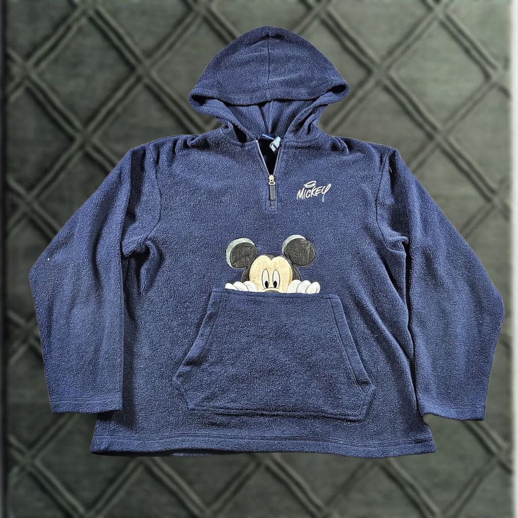 Disney Disney Mickey Mouse Hoodie Mens S Blue Fleece 1/4 Zip Kangaroo Pocket 90s Size US S / EU 44-46 / 1 - 1 Thumbnail