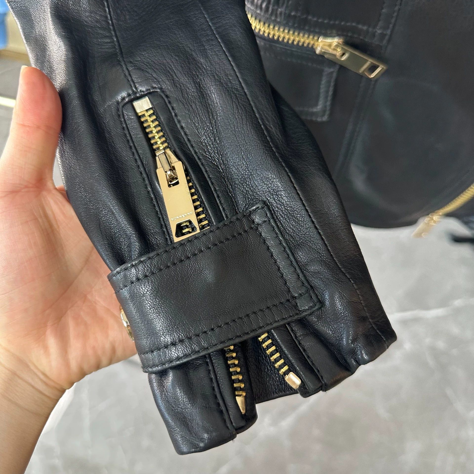 Burberry BURBERRY Distressed Black Gold Women's Biker Jkt S Size XS / US 0-2 / IT 36-38 - 3 Thumbnail