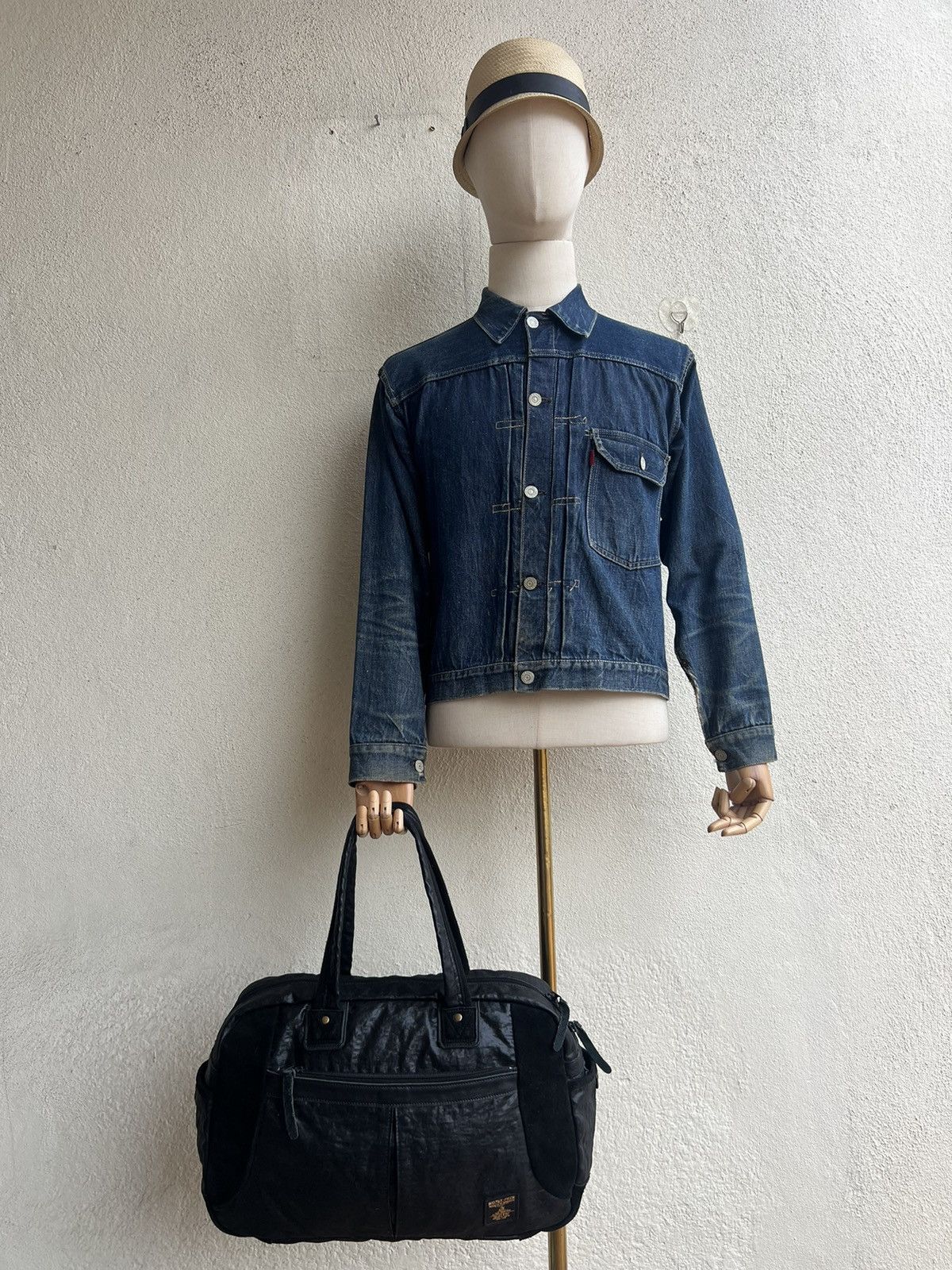 Leather Vintage Masterpiece Japan Suede Leather Wax Nylon Boston Bag Size ONE SIZE - 1 Thumbnail