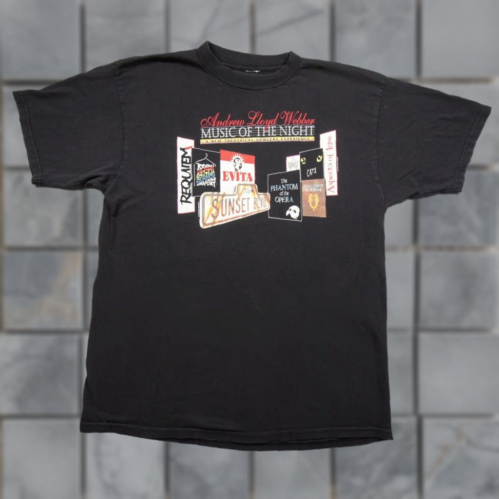 LLOYD VINTAGE Andrew Lloyd Webber Shirt Mens XL Black Theatre Music Tee Y2K Adult Size US XL / EU 56 / 4 - 1 Thumbnail