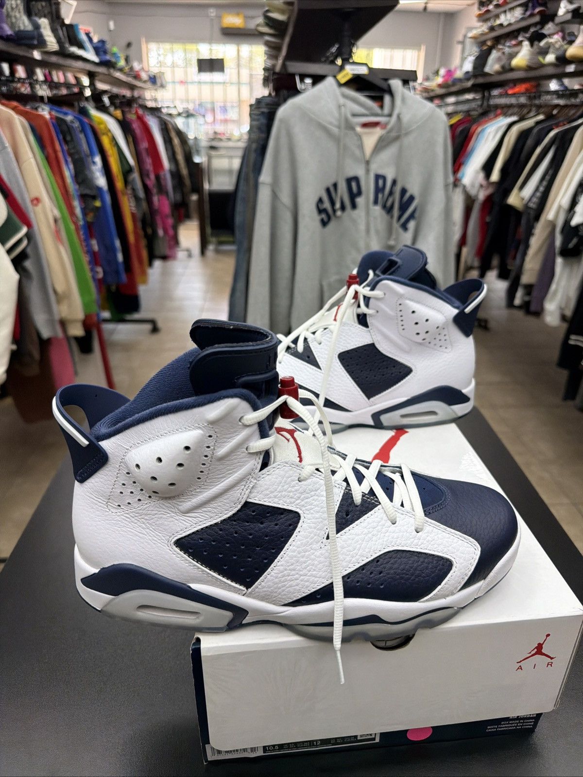 Jordan Brand Jordan Air Jordan 6 Retro Olympic 2024 White Navy High Top Size US 10.5 / EU 43-44 - 3 Thumbnail