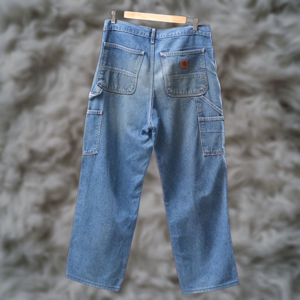 Carhartt VINTAGE Carhartt Jeans Men 31X30 Blue Denim Carpenter Cargo Workwear Dungarees Size US 31 - 1 Thumbnail