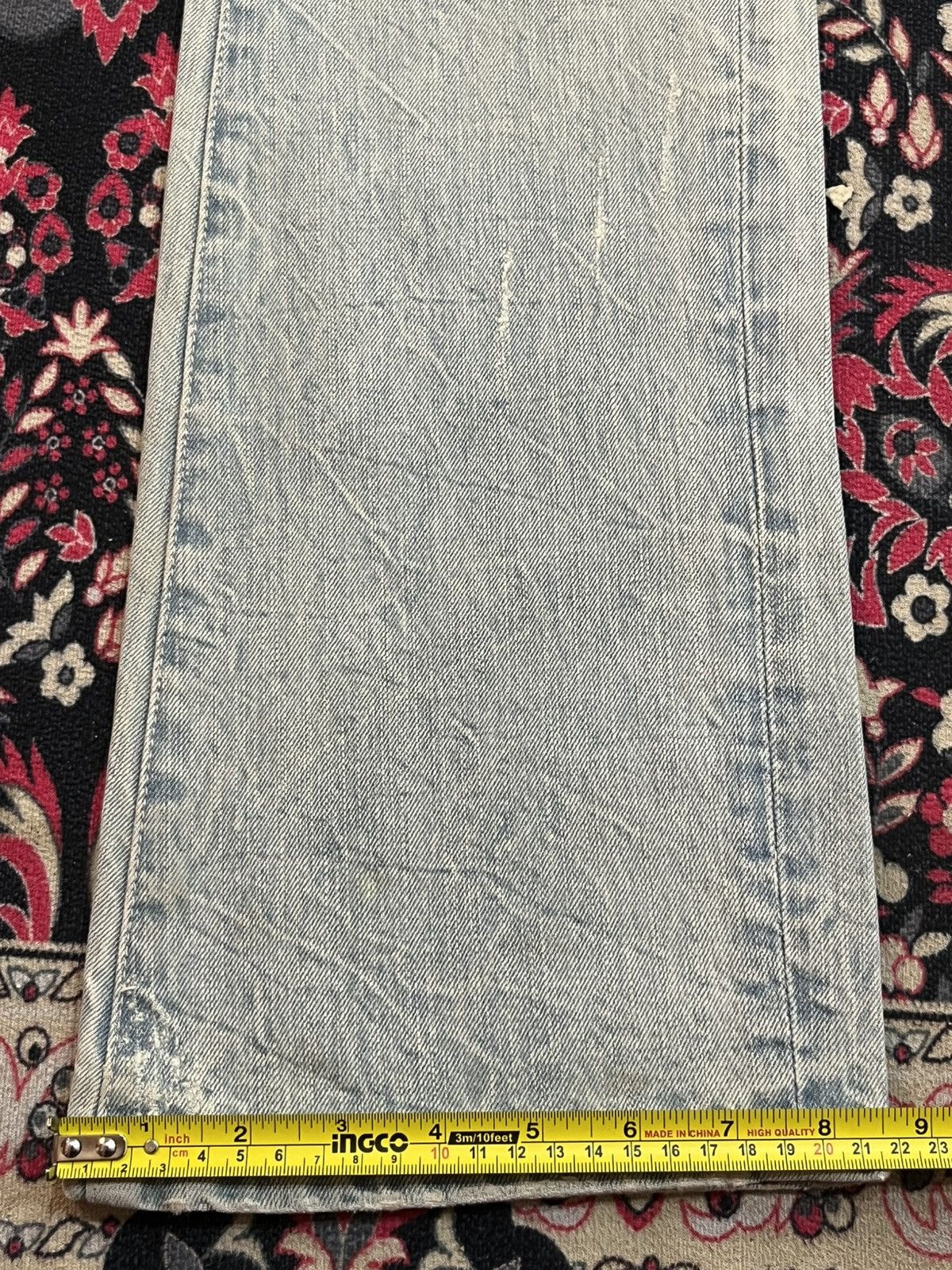 If Six Was Nine Japanese Brand La Gate Acid Blue Whisker Ripped Flare Jeans Size US 31 - 15 Thumbnail