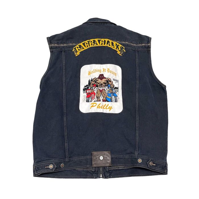 Barbarian Vintage Pelle Pelle Barbarians MC Philly Denim Vest Men’s XL ...