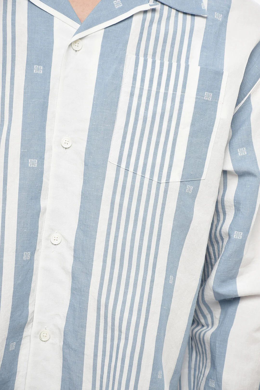 Givenchy og1mm0326 Linen-Blend Shirt in Light Blue Size US S / EU 44-46 / 1 - 3 Thumbnail