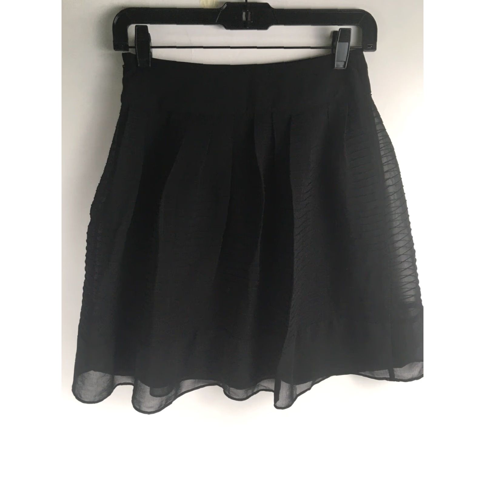 Loft ANN TAYLOR LOFT Skirt Women's 00P Black MODERN Above Knee Ribbed pleated Size 24" / US 00 / IT 34 - 3 Thumbnail