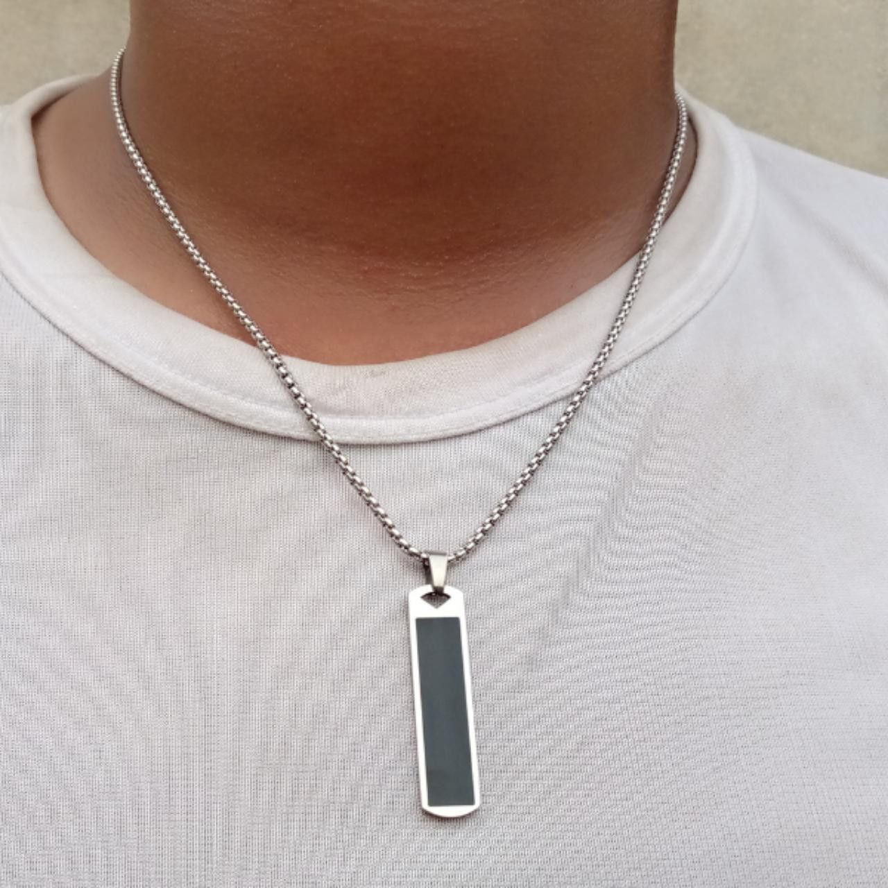 Other Silver Color Metal Chain Black Onyx Size ONE SIZE - 1 Thumbnail