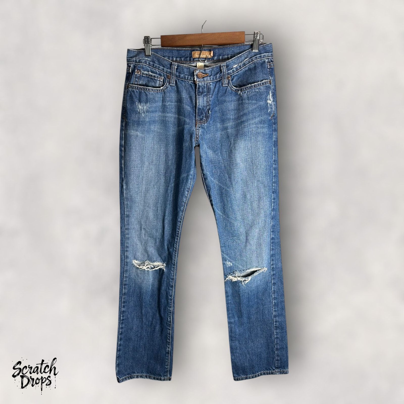 Abercrombie & Fitch Vintage 90s Abercrombie Fitch Women's Ripped Jeans 8R Blue Size 30" / US 8 / IT 44 - 1 Thumbnail