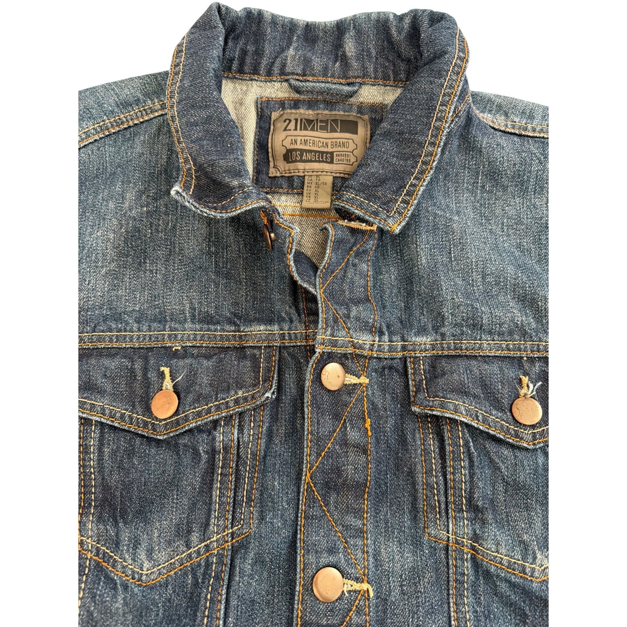 21 Men 21Men Denim Jacket Button Up Style Pocket Details American B Size US XL / EU 56 / 4 - 3 Thumbnail