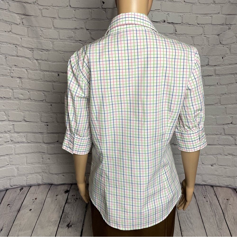 Lilly Pulitzer Lilly Pulitzer Button Ruffle Front Plaid Cotton Shirt Size Size L / US 10 / IT 46 - 4 Thumbnail
