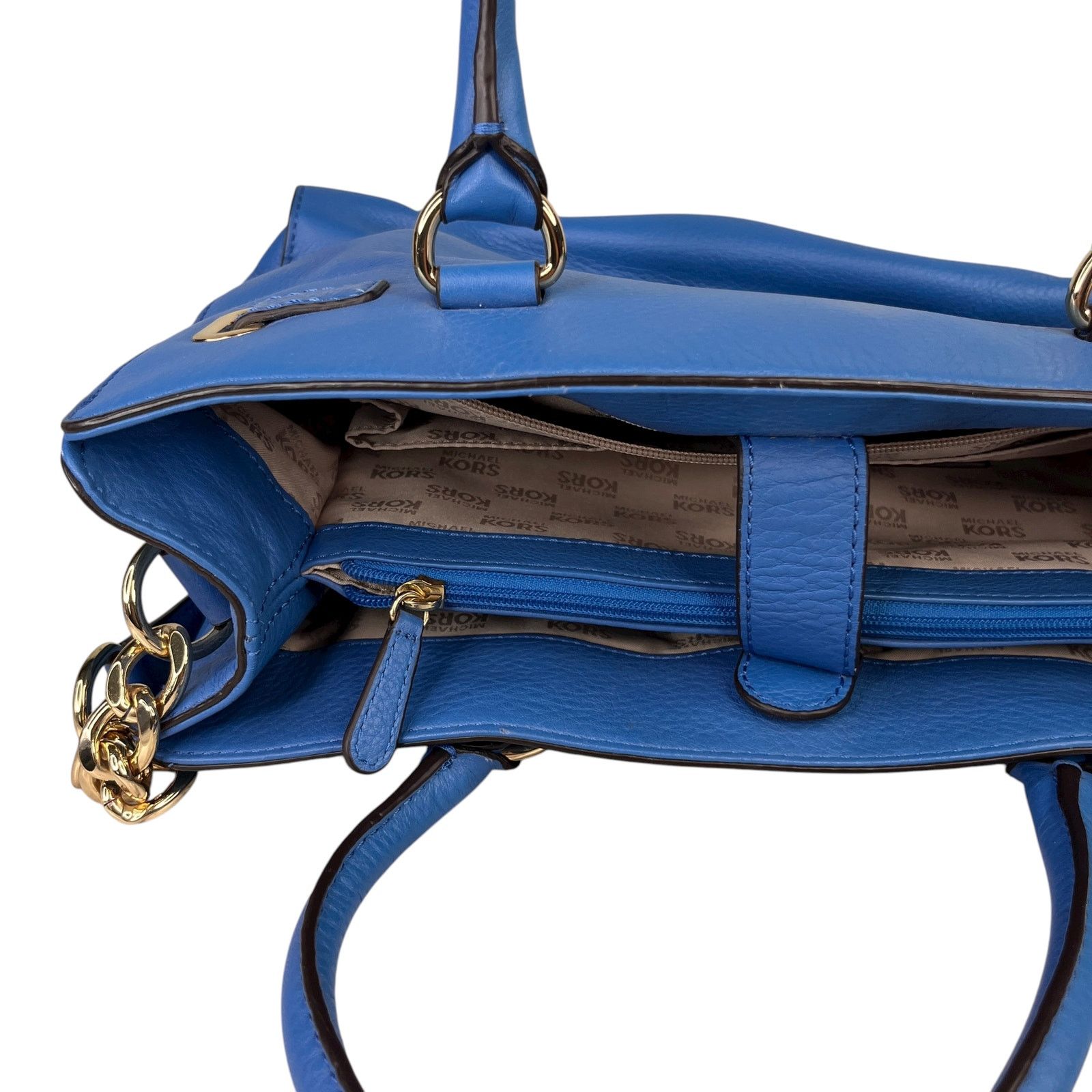 Michael Kors Michael Kors Hamilton Leather Bag Heritage Blue Gold NWOT Size ONE SIZE - 8 Thumbnail
