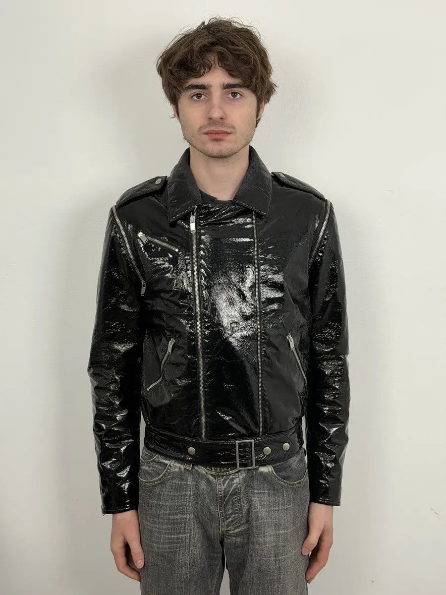 Saint Laurent Paris AW2015 Saint Laurent Black Patent Leather Multi Zip Jacket by Hedi Slimane Size US S / EU 44-46 / 1 - 6 Thumbnail