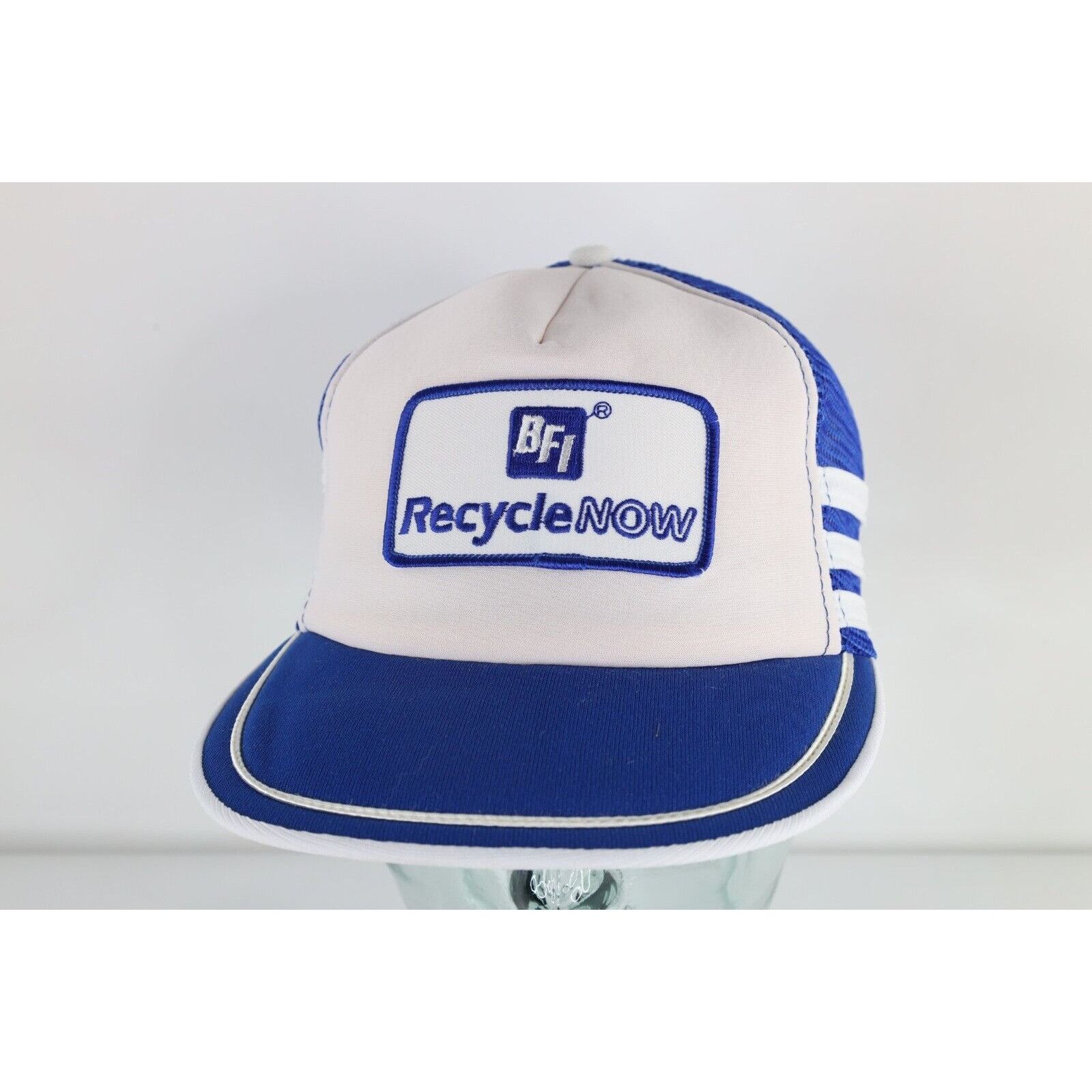 Vintage Deadstock Vintage 80s 3 Stripes BFI Recycle Now Trucker Hat Size ONE SIZE - 1 Thumbnail