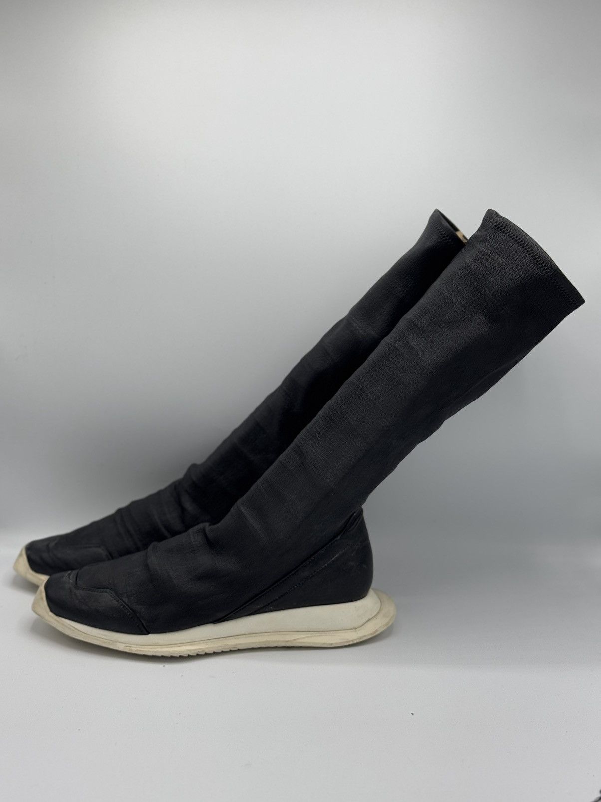 Rick Owens Black Oblique Sock High-Top Sneakers