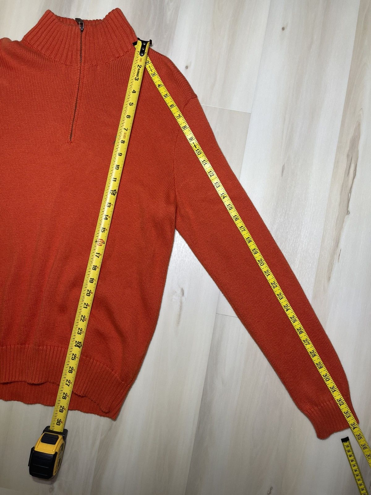 Polo Ralph Lauren Polo Ralph Lauren Men's Orange Quarter Zip Knit Sweater Sz M Size US M / EU 48-50 / 2 - 5 Thumbnail