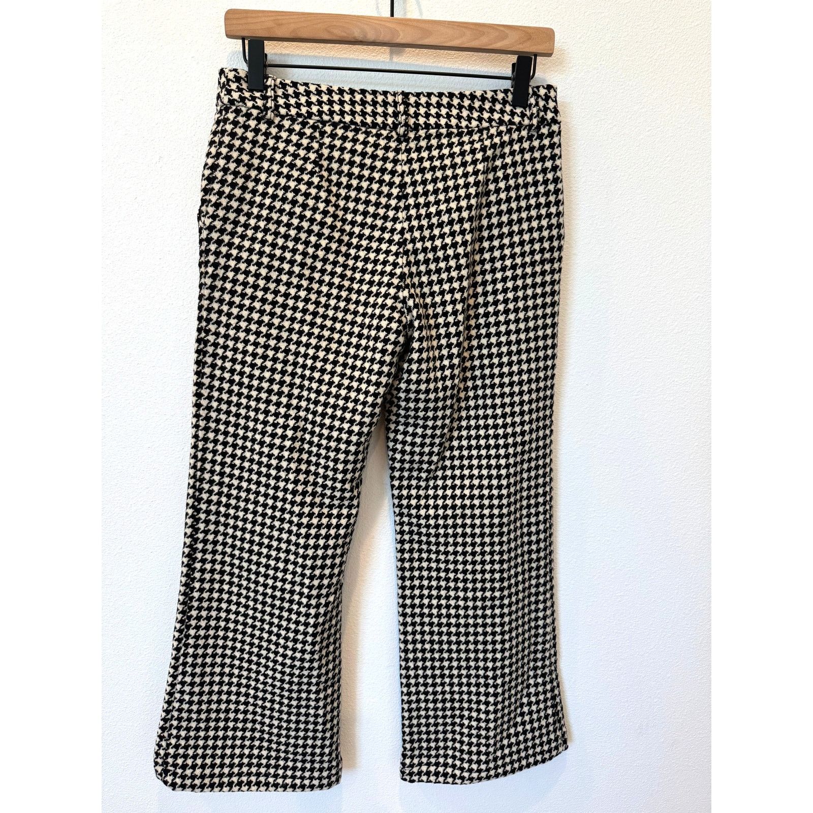 Trina Turk Trina Turk Houndstooth Wool Plaid Cropped Flare Pants Size 27" / US 4 / IT 40 - 2 Thumbnail