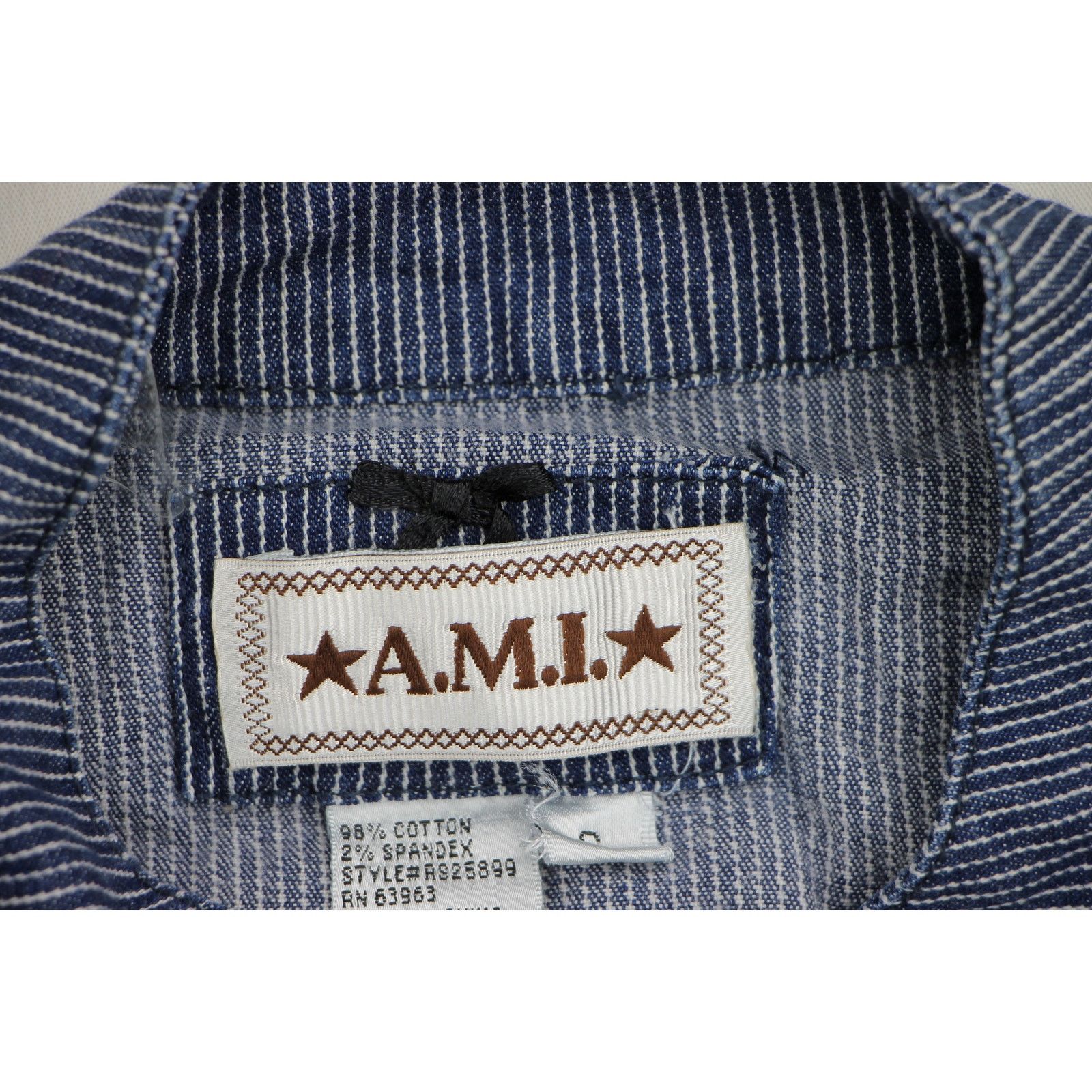 AMI Vintage A.M.I. AMI Striped Denim Jean Trucker Jacket Size S / US 4 / IT 40 - 6 Thumbnail