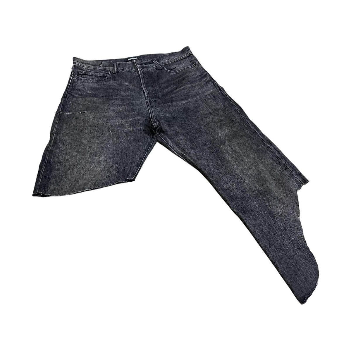 Japanese Brand × Jun Takahashi × Undercover 🔥Sick Undercover Black Denim Cut Off Distressed Size US 32 / EU 48 - 2 Thumbnail