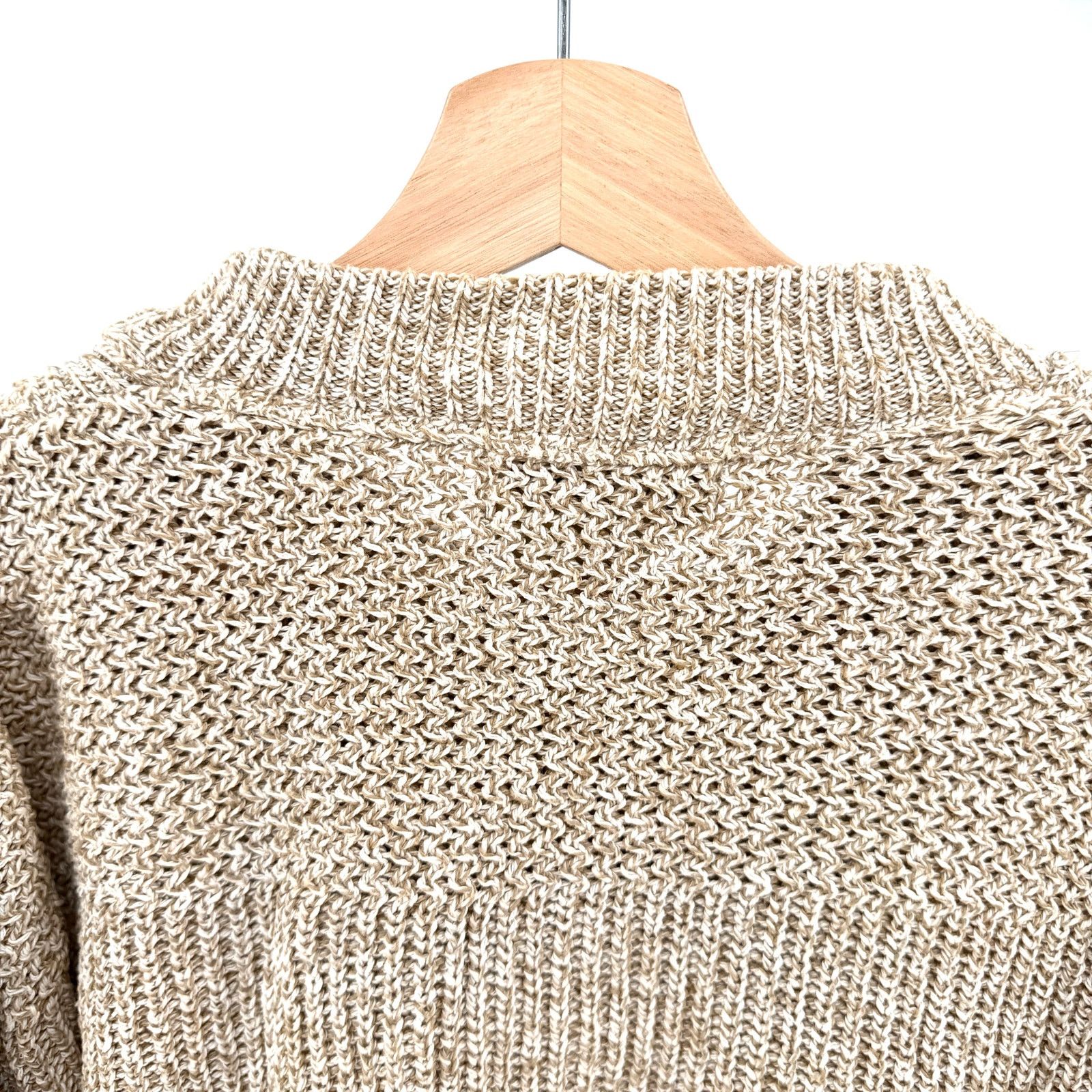 Eddie Bauer Vintage 90s Tan 100% Cotton Henley Marled Knit Sweater Size US XL / EU 56 / 4 - 6 Thumbnail