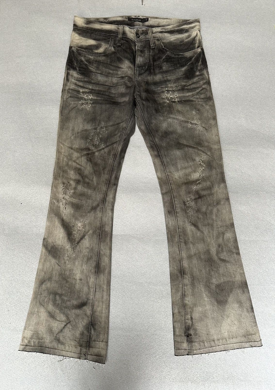Japanese Brand FLARE Civarizie Distressed Release Leg Denim Size US 31 - 1 Thumbnail