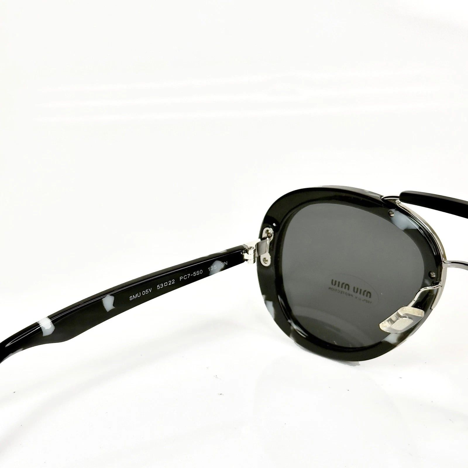 Miu Miu MIU MIU MU05VS COLLECTION 05V White Black Aviator Sunglasses Size ONE SIZE - 2 Thumbnail