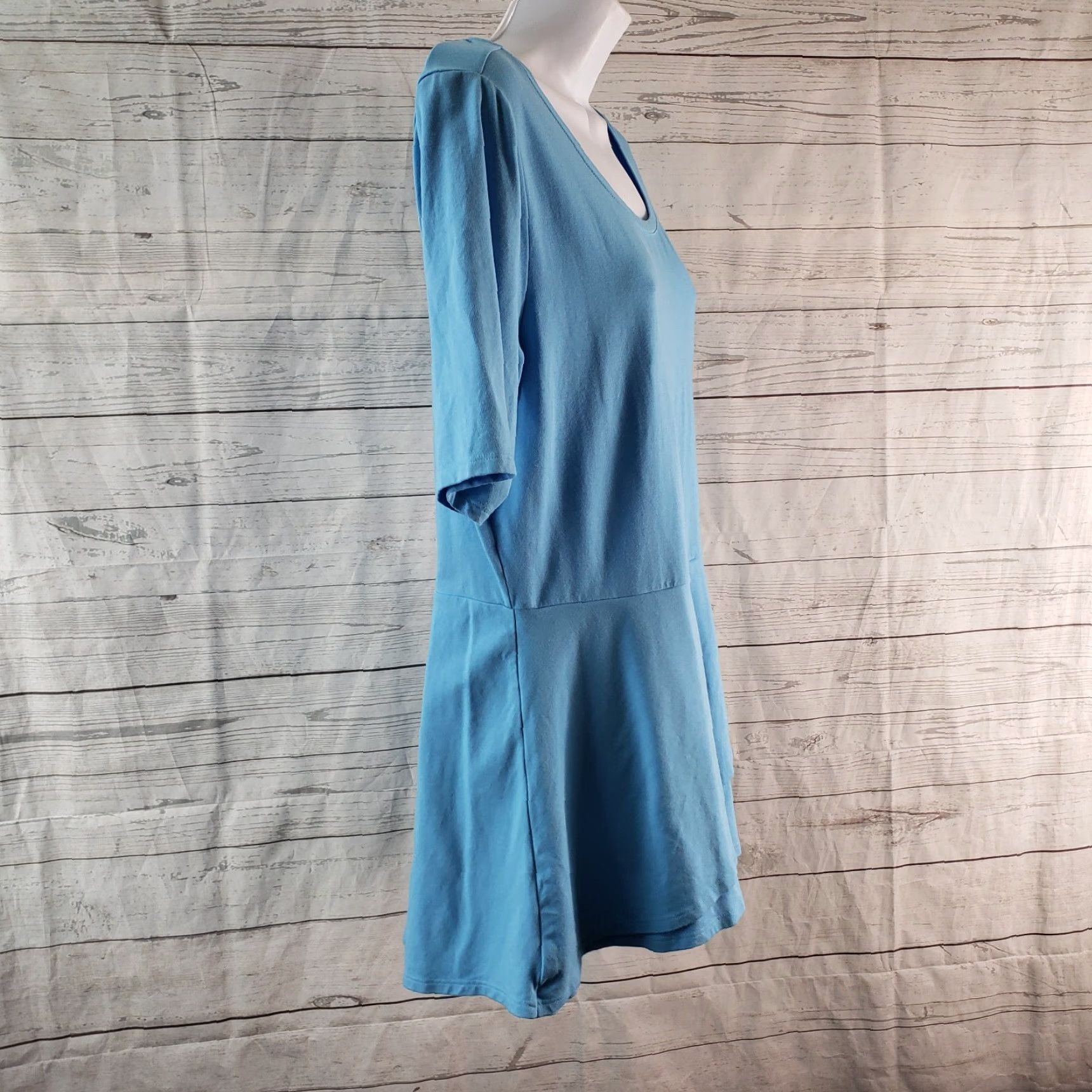 Isaac Mizrahi Isaac Mizrahi Live Womens Top Sz Small Solid Blue Cotton Blend Scoop Neck Short Sleeve Pullover T-Shirt Womens Size S / US 4 / IT 40 - 3 Thumbnail