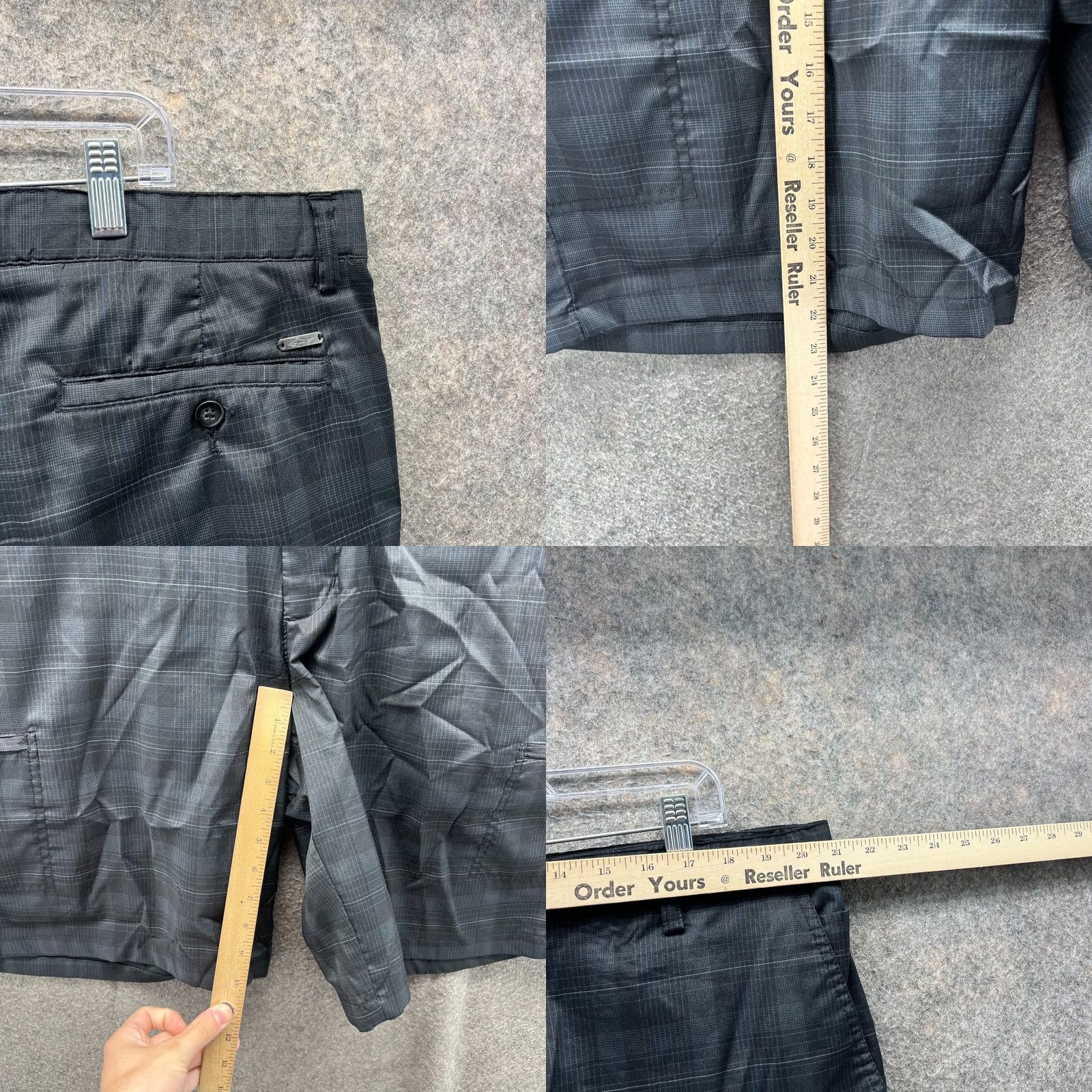 Tasso Elba Greg Norman Shorts Mens 40 Black Chino Flat Front Plaid Pattern Button Closure Slim/Regular Fit Mens Casual Sportswear Size US 40 / EU 56 - 8 Thumbnail