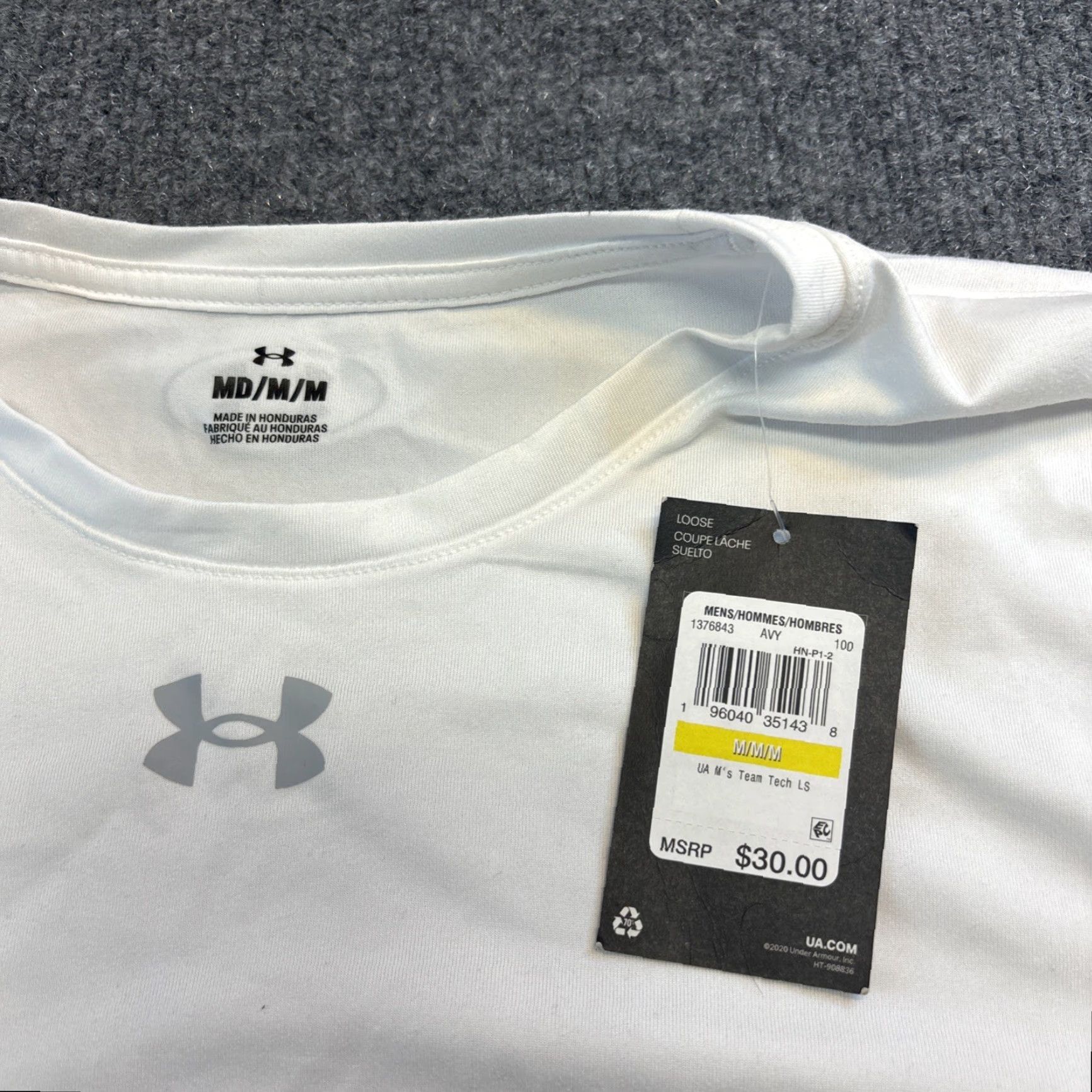 Under Armour Under Armour Mens Tech Team Long Sleeve White Shirt Quick-Dry Base Layer Med NWT Size US M / EU 48-50 / 2 - 3 Thumbnail