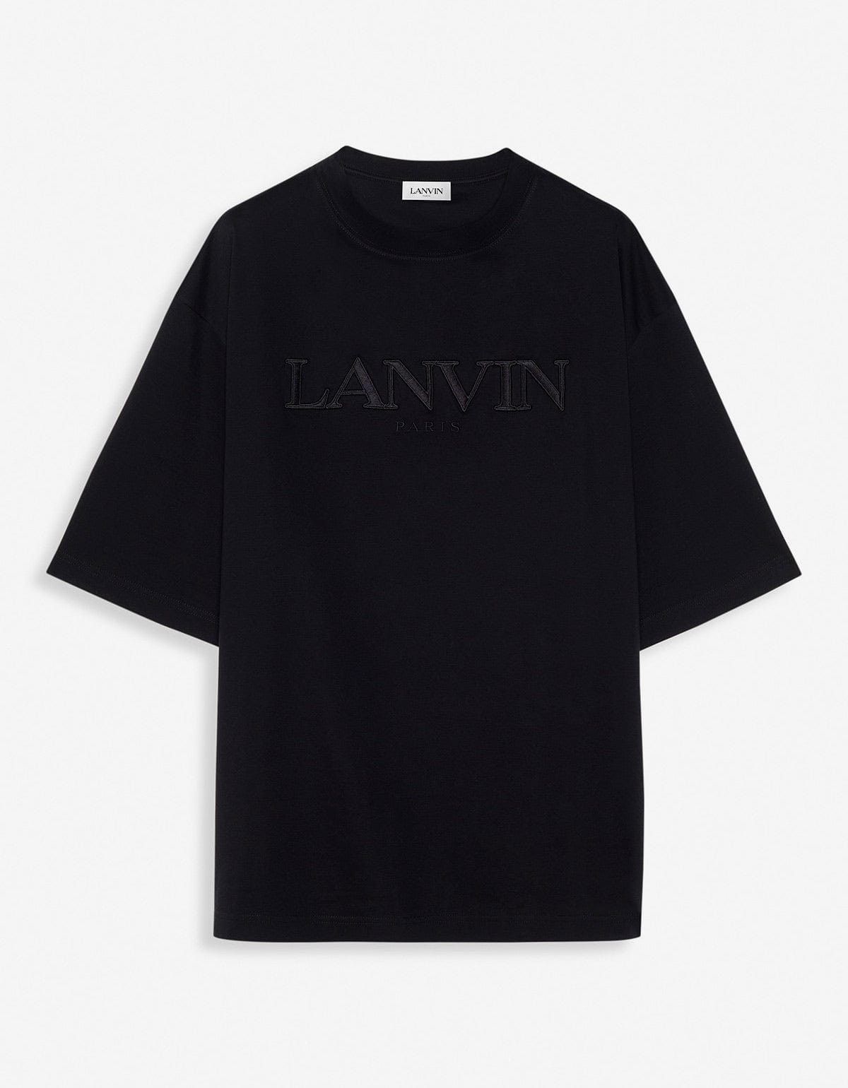 image of Lanvin Black Logo Embroidered Oversized T-Shirt, Men's (Size XL)