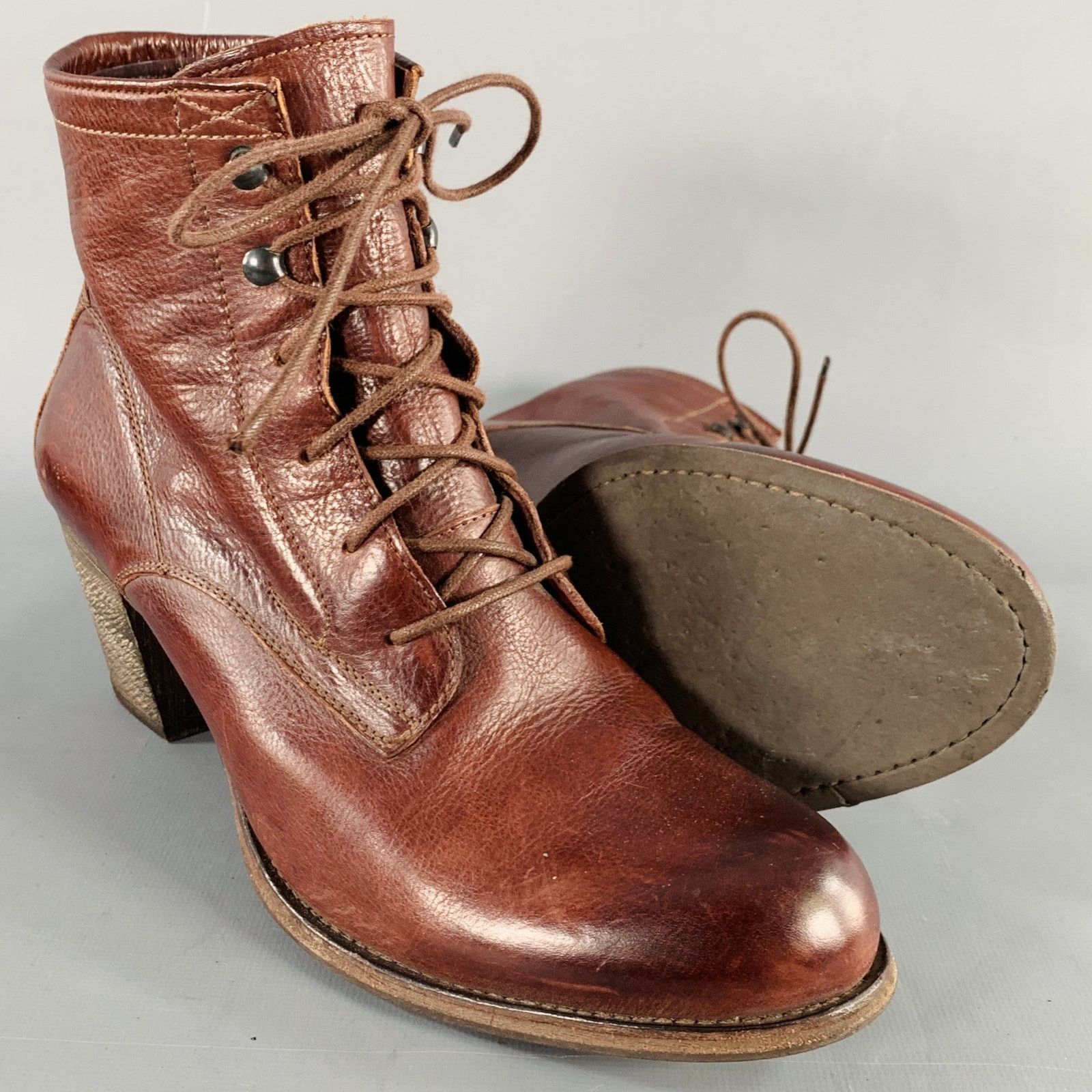n.d.c. made by hand N.D.C. Size 10 Brown Leather Lace-Up Boots Size US 10 / IT 40 - 5 Thumbnail