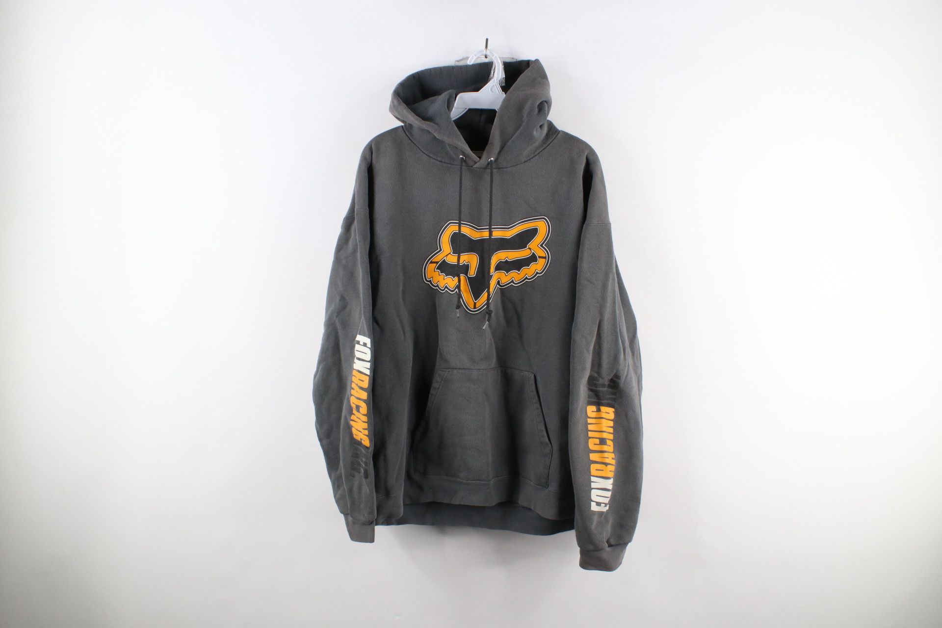 image of Fox Racing Out Big Logo Heavyweight Hoodie Gray in Grey, Men's (Size Large)