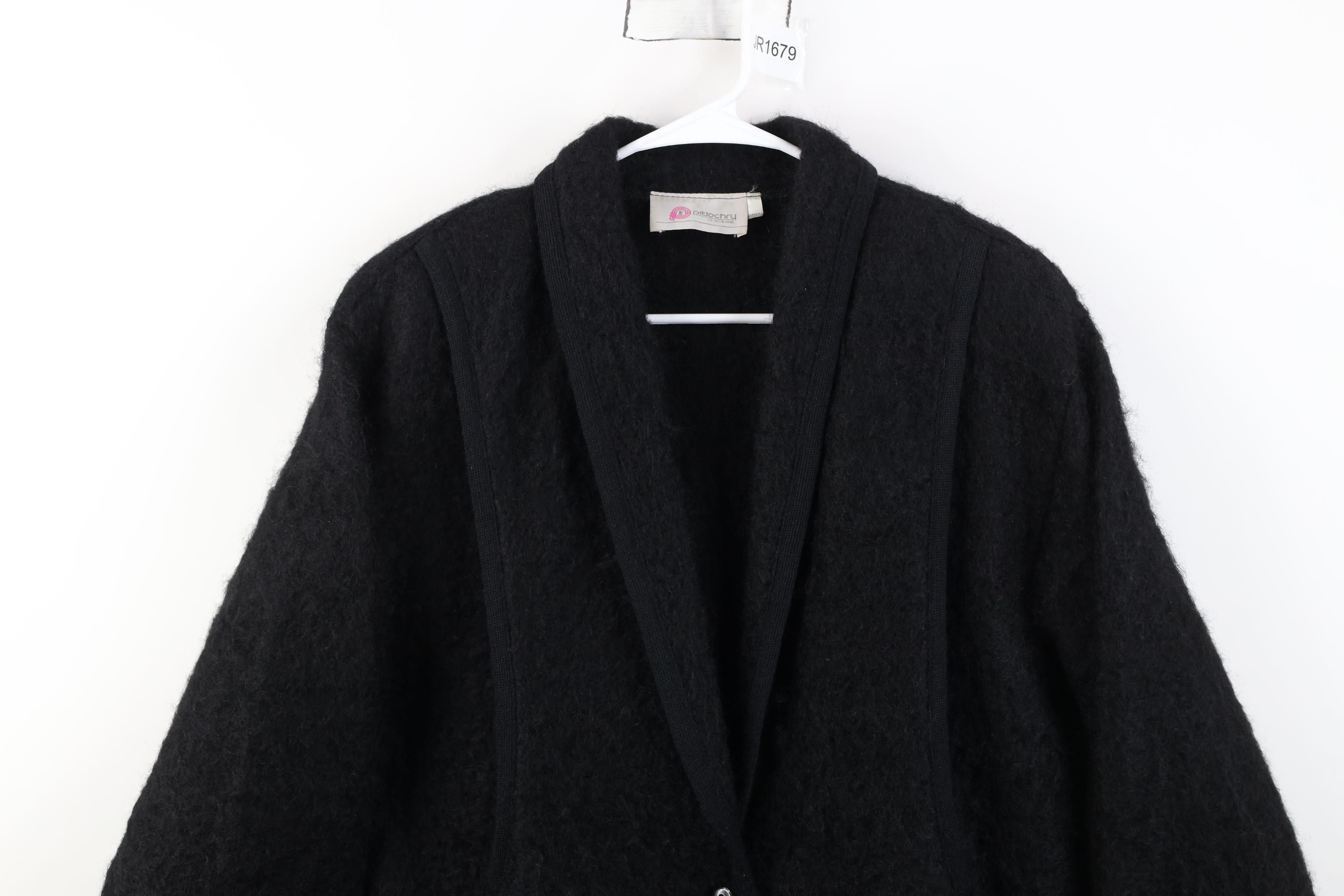 Vintage Vintage 90s Streetwear Mohair Wool Shag Button Jacket Black Size M / US 6-8 / IT 42-44 - 2 Thumbnail