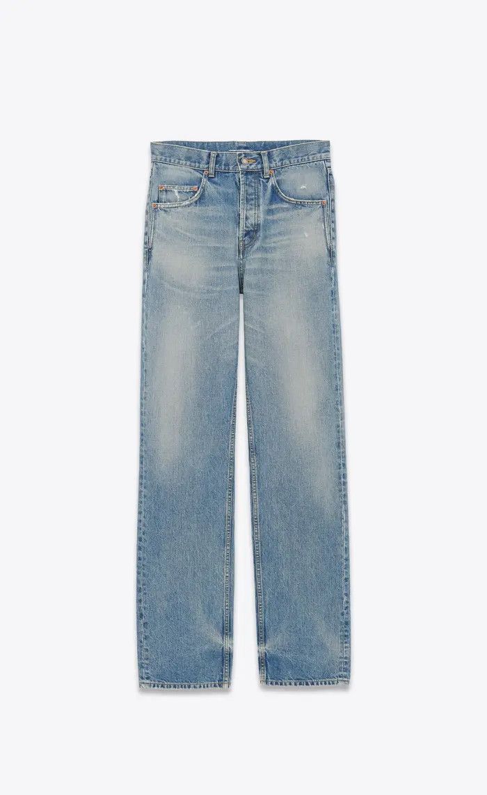 Saint Laurent Paris o1la1rc1a1225 775736 Long Baggy Jeans in Denim Blue Size US 34 / EU 50 - 1 Thumbnail