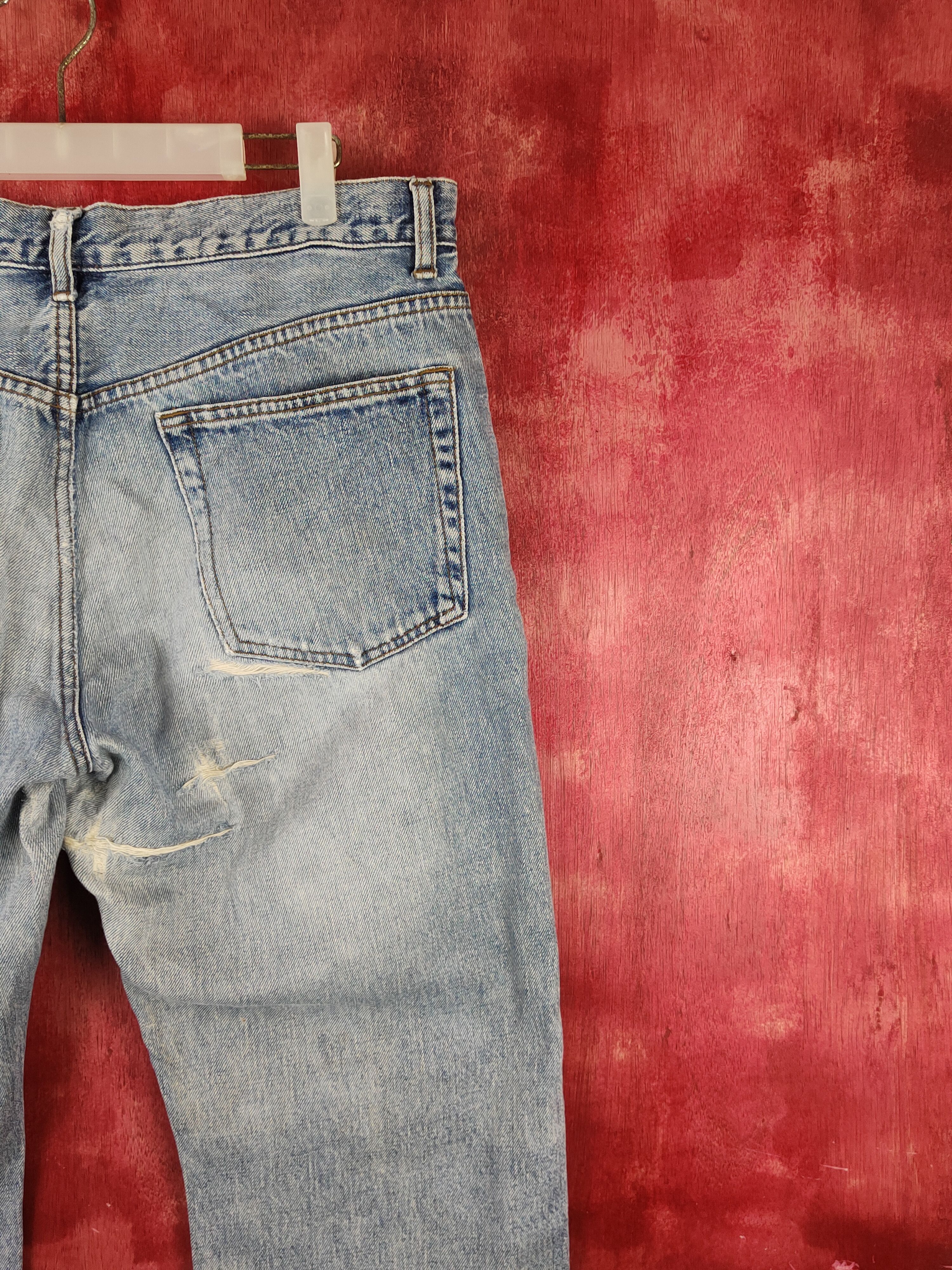 Japanese Brand Topvalu Blue Distressed Ripped Jeans #S2143 Size US 35 - 12 Thumbnail