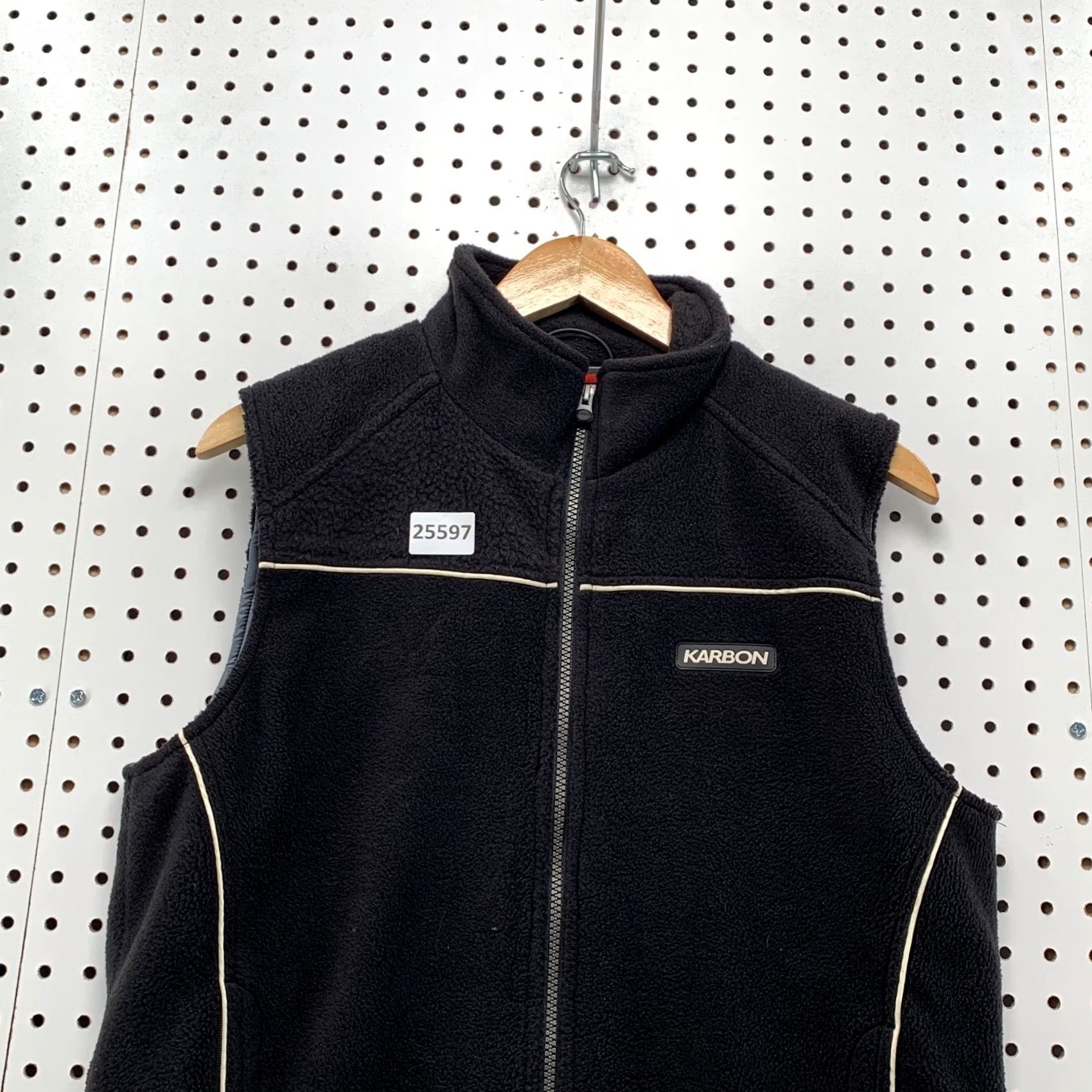 Vintage Karbon Fleece Sherpa Full Zip Vest Jacket Black XS Adult Sleeveless 20.5x25.5 Jacket Men XS Black Fleece Sherpa Full Zip Vest Jacket Size US XS / EU 42 / 0 - 2 Thumbnail