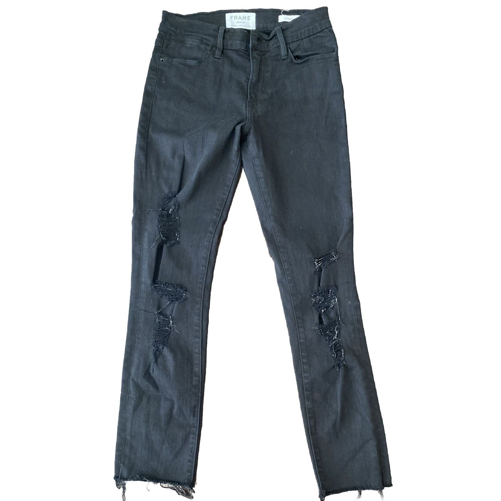 Frame FRAME Denim Le High skinny Jeans Women's 25 Black Film Rip Size 25" / US 0 / IT 36 - 1 Thumbnail