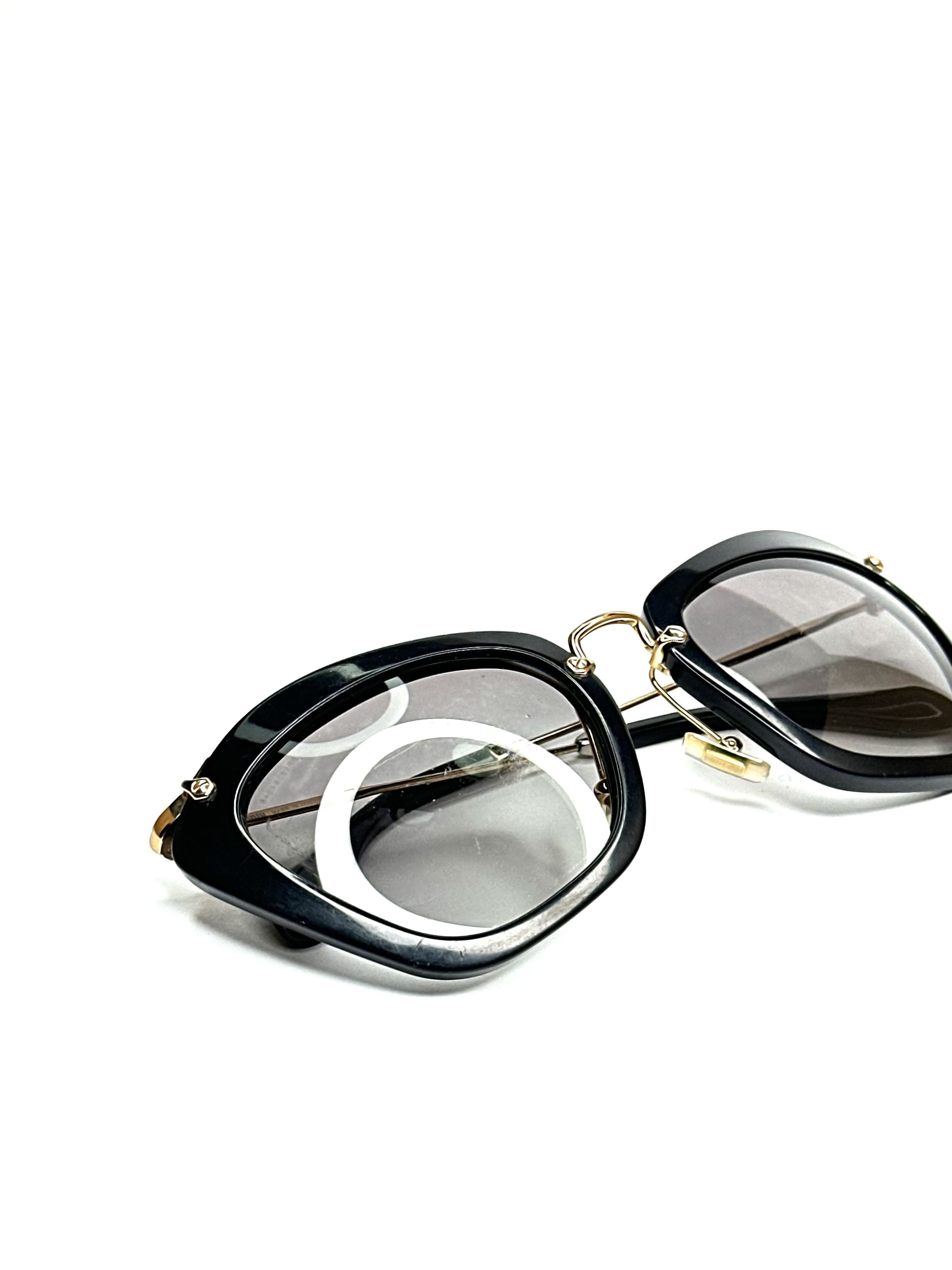 Miu Miu Miu Miu cateye black gold slim designer sunglasses Size ONE SIZE - 10 Thumbnail