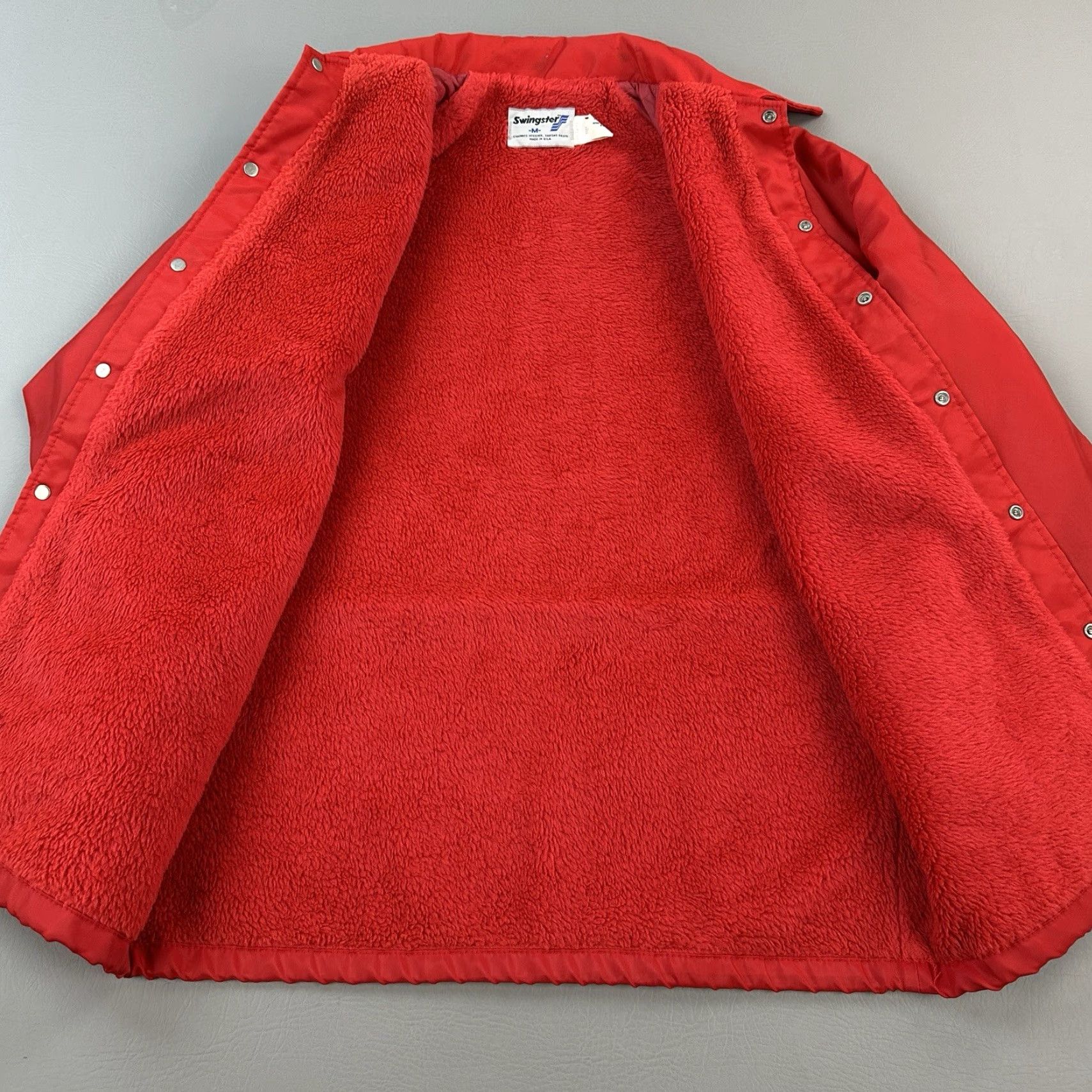 Coach VINTAGE Swingster Coach Jacket Mens Medium Red Fleece Lined Snap Front 90s USA Size US M / EU 48-50 / 2 - 2 Thumbnail