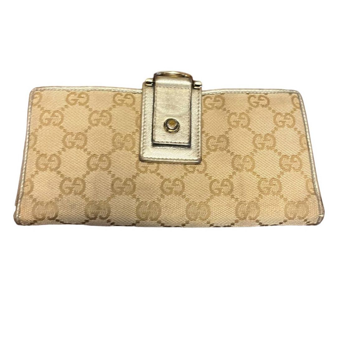image of Gucci D Ring GG Canvas Leather Continental Wallet See Photos in Tan, Women's