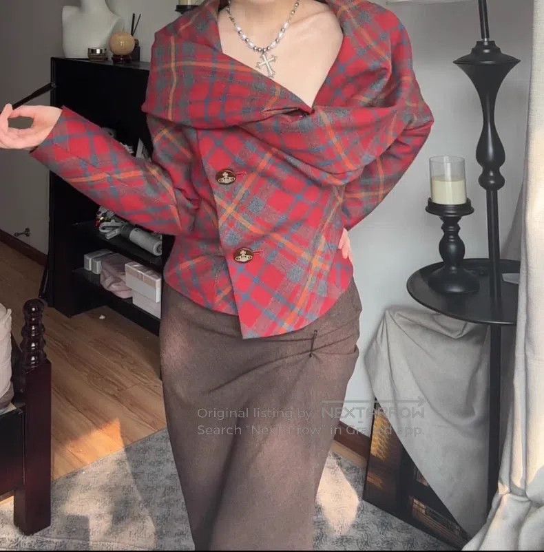 Vivienne Westwood Vivienne Westwood Vintage red check patterned alien-shaped Size M / US 6-8 / IT 42-44 - 5 Thumbnail