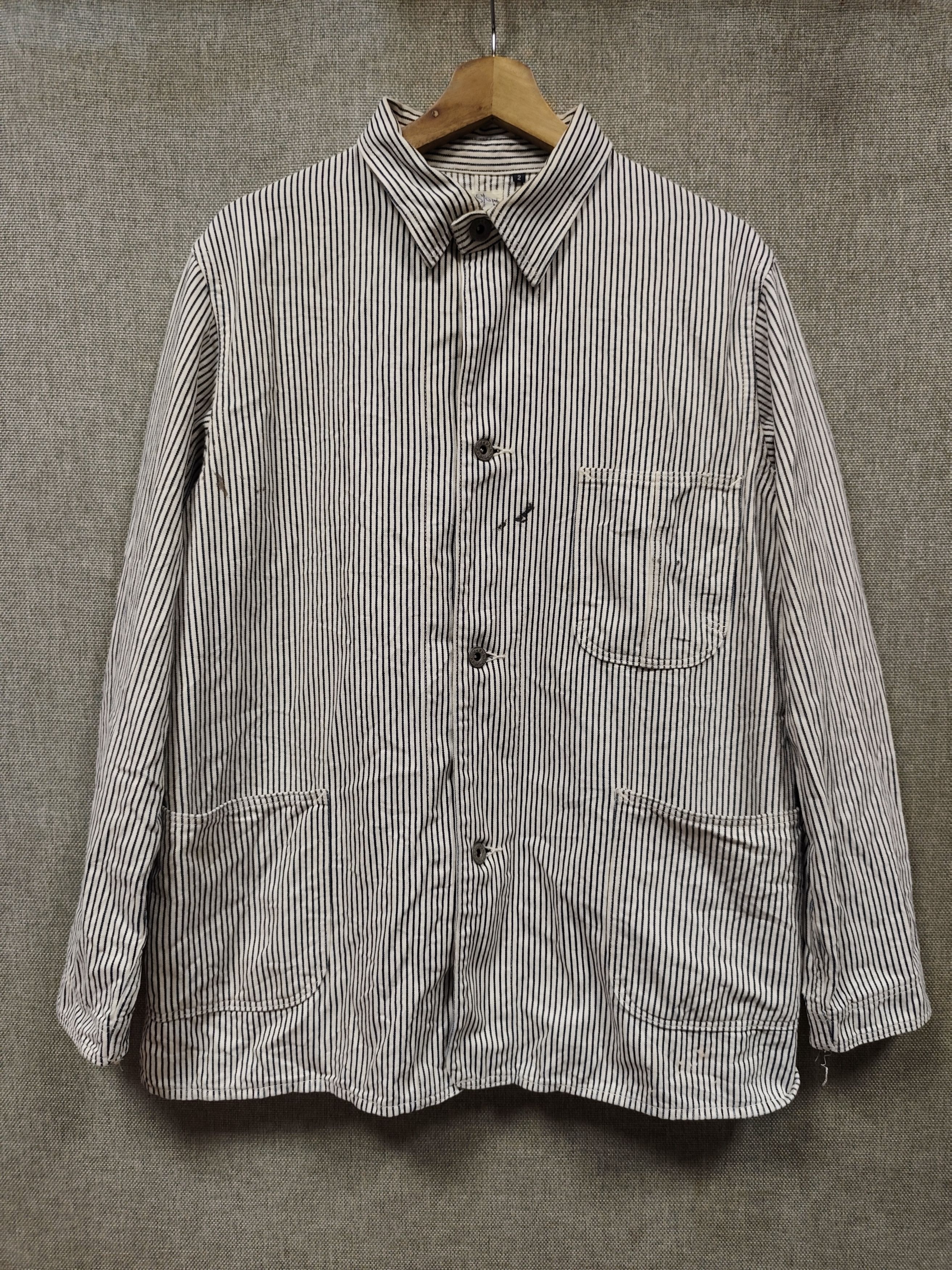 Orslow ORSLOW Hickory Stripe Chore Coat Work Jacket Made In Japan Size US L / EU 52-54 / 3 - 1 Thumbnail
