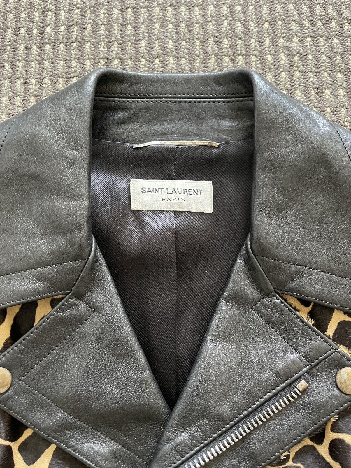 Hedi Slimane × Saint Laurent Paris SLP 14AW Leopard Leather Jacket Size US M / EU 48-50 / 2 - 3 Thumbnail