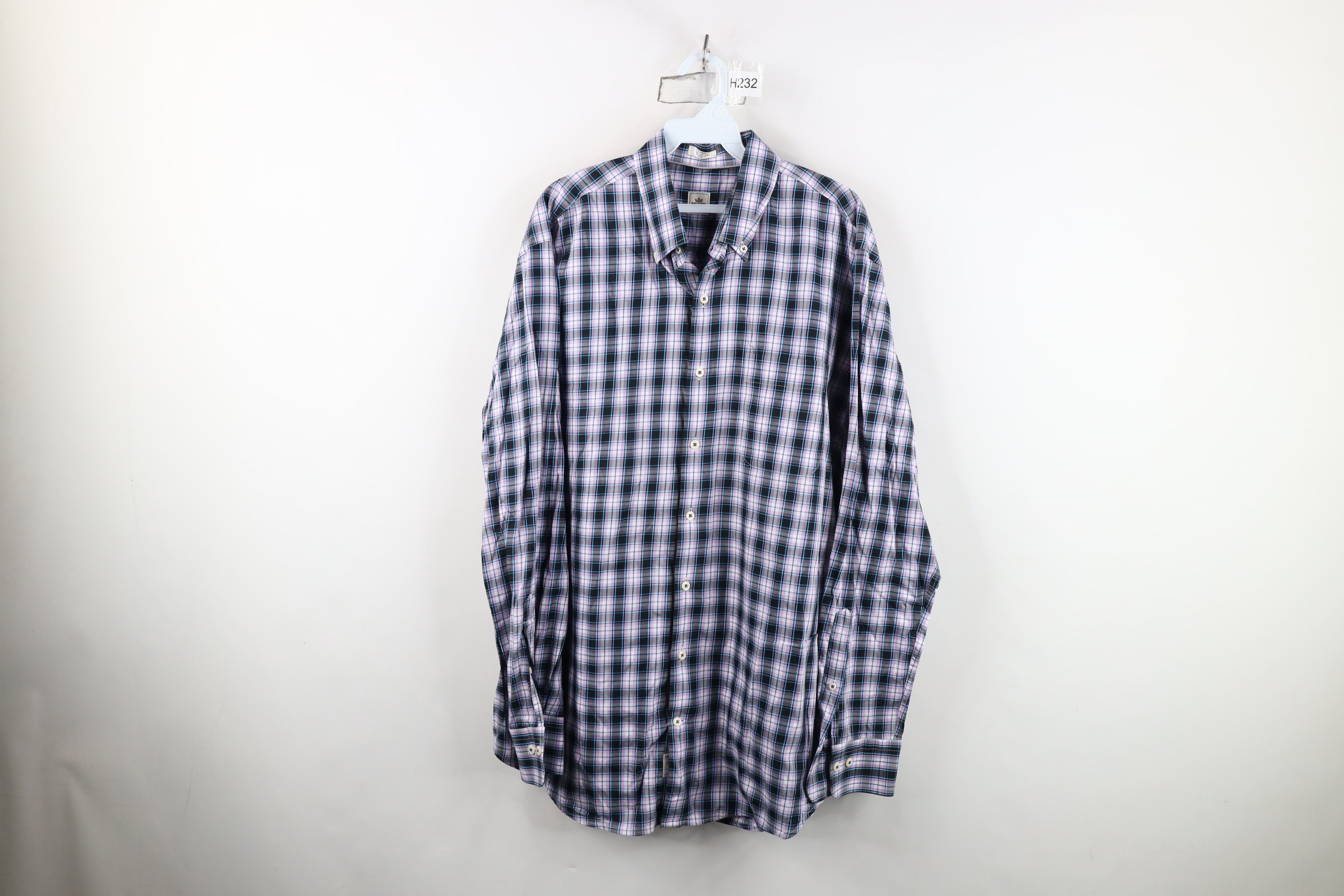 Peter Millar Peter Millar Cotton Collared Button Down Shirt Purple Plaid Size US L / EU 52-54 / 3 - 1 Thumbnail