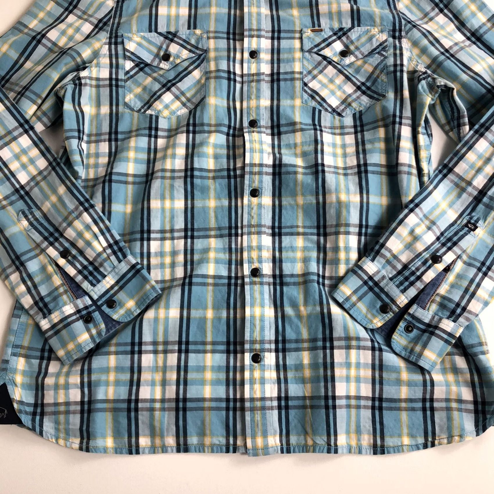Buffalo David Bitton VINTAGE Buffalo David Bitton Plaid Blue Shirt XL Western Pearl Snap R3 Men Regular Button-Up Long Sleeve Cotton Blue"} Size US XL / EU 56 / 4 - 3 Thumbnail