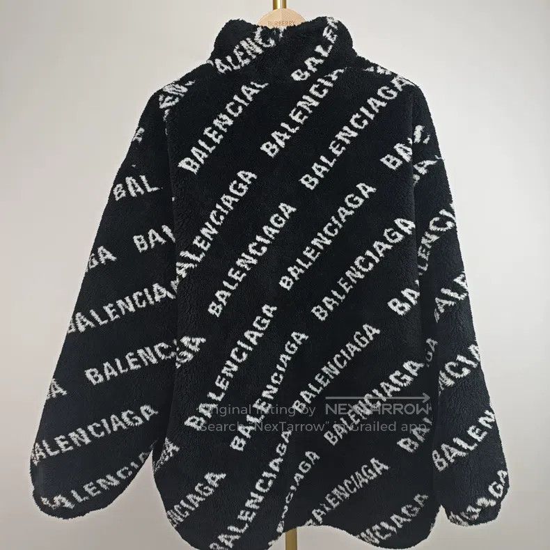 Balenciaga Balenciaga Black Printed Teddy Jacket with Logo Design Size US M / EU 48-50 / 2 - 5 Thumbnail