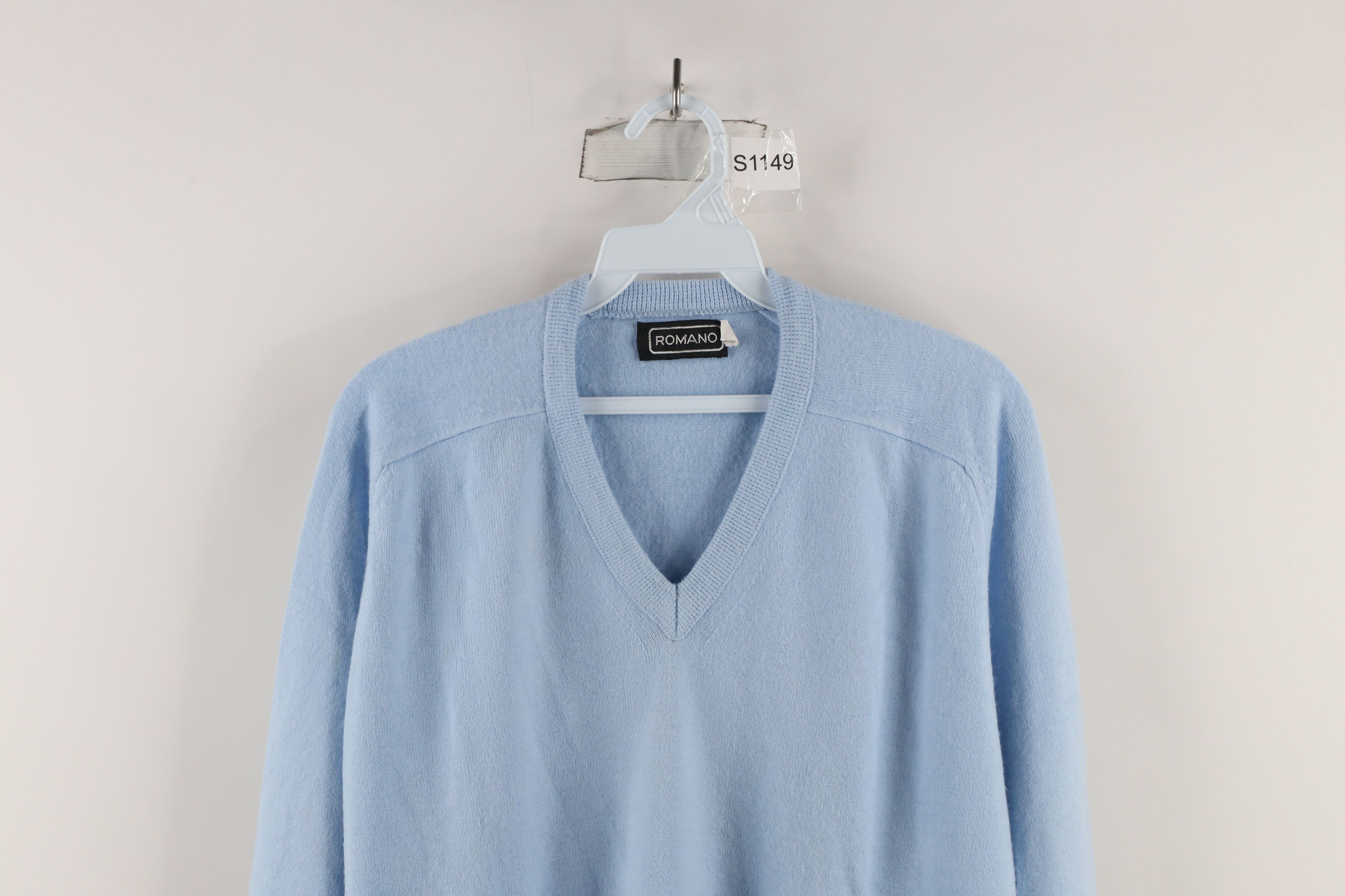 Vintage Vintage 70s Streetwear Blank Knit Sweater Carolina Blue USA Size US XL / EU 56 / 4 - 2 Thumbnail
