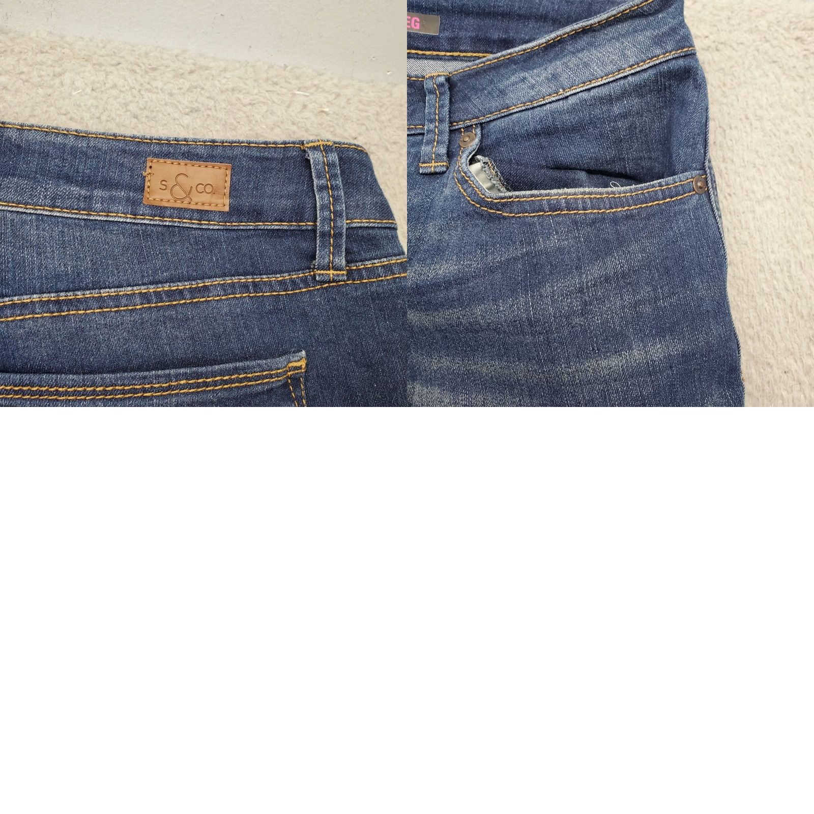 Vintage Style&co. Bootcut Jeans Womens Size 14 Blue Denim Stretch Flat Front Faded Whiskered Size 36" / US 14 / IT 50 - 8 Thumbnail