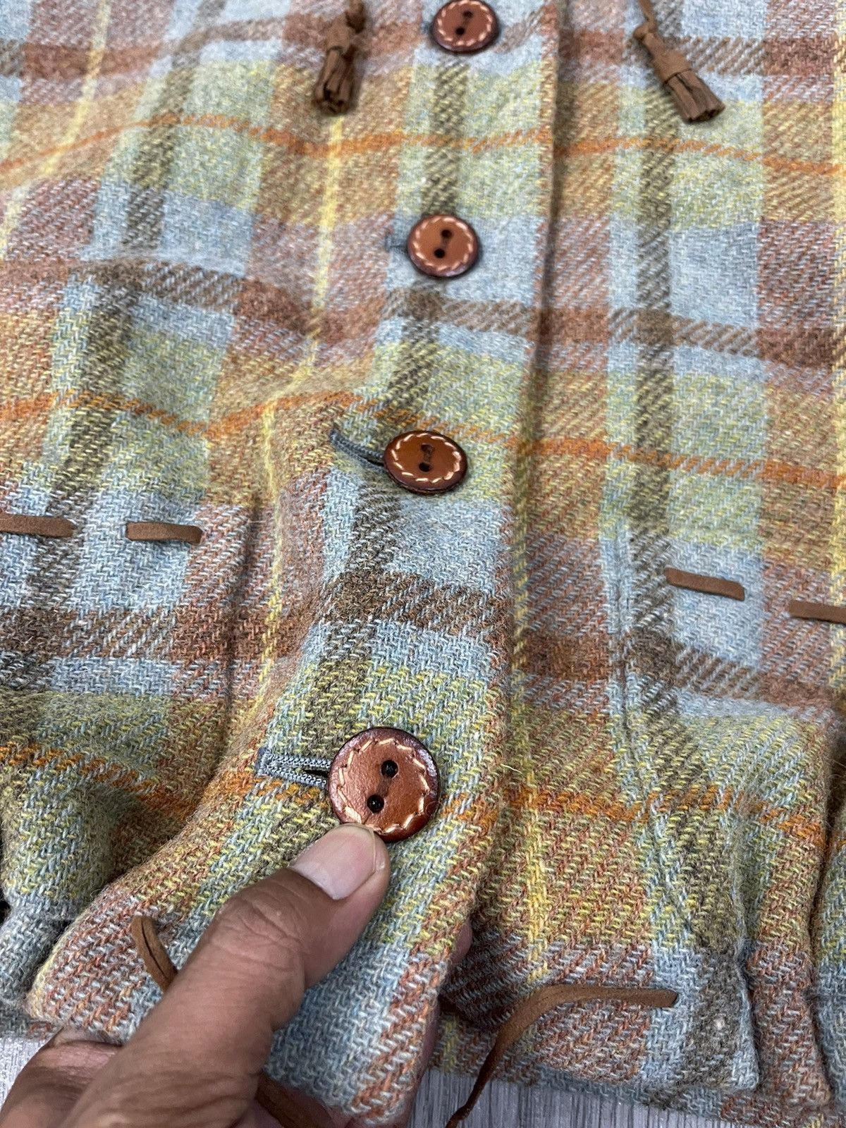 Japanese Brand × Vintage Vintage KETTY wool Plaid Leather Rope cropped Jacket Size M / US 6-8 / IT 42-44 - 8 Thumbnail