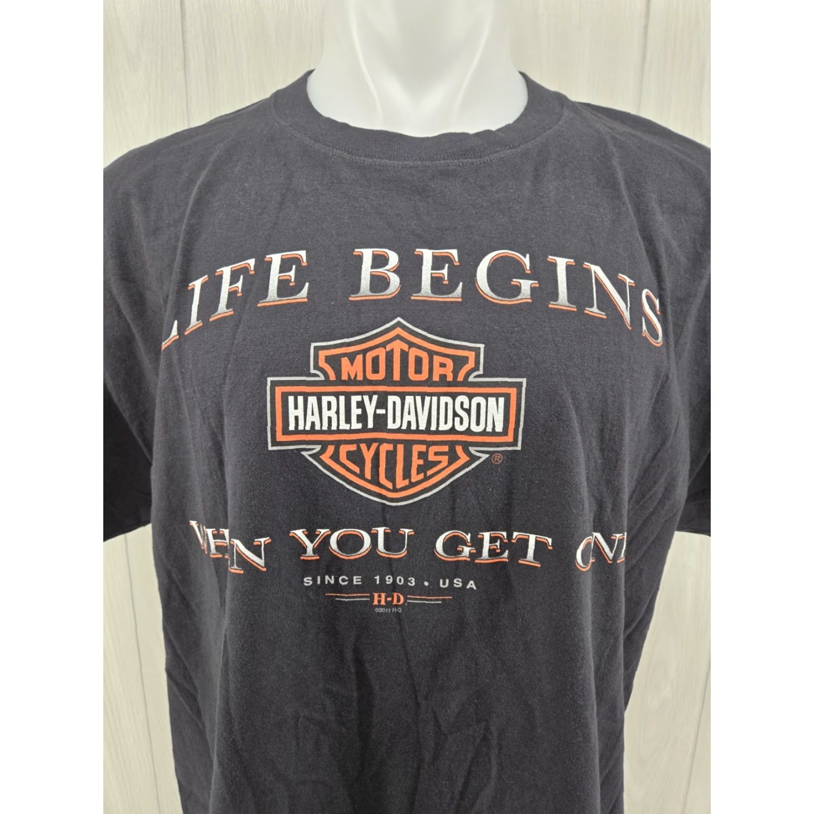 Harley Davidson Harley-Davidson Motorcycles Life Begins Pelham Alabama Black Shirt XL Men Short Sleeve Crew Neck Graphic Print T-Shirt Size US XL / EU 56 / 4 - 3 Thumbnail